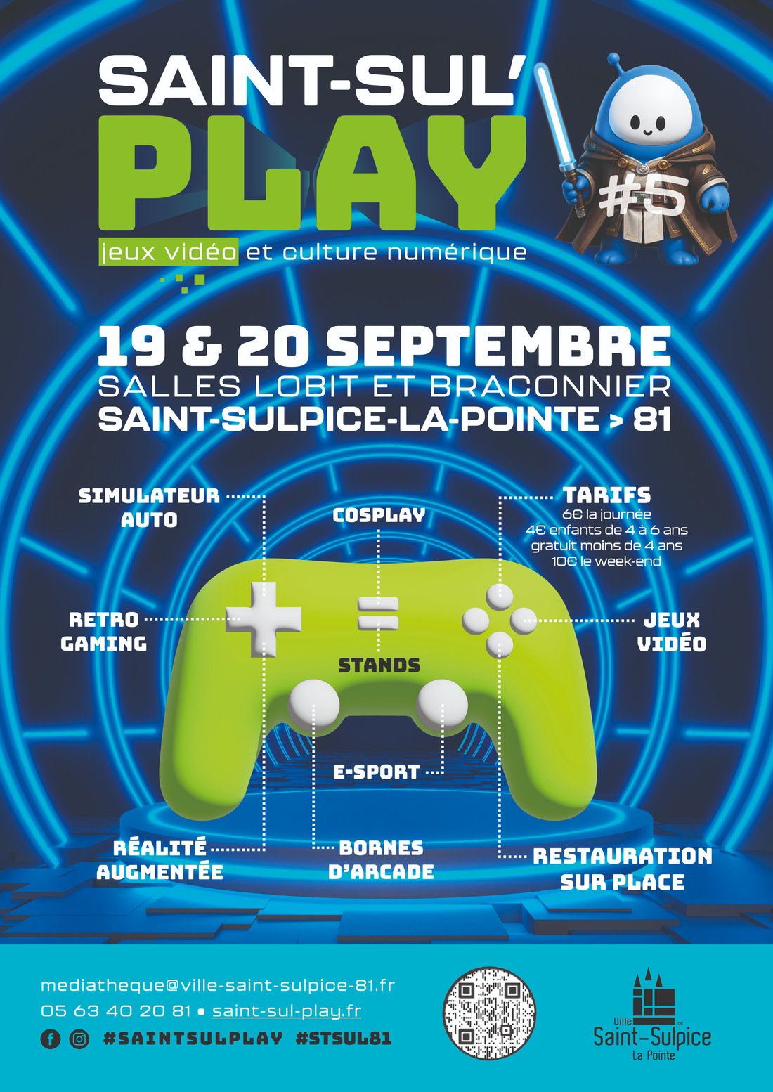Affiche officielle de Saint-Sul'Play #5, les 19 et 20 septembre 2026 aux salles Lobit et Braconnier